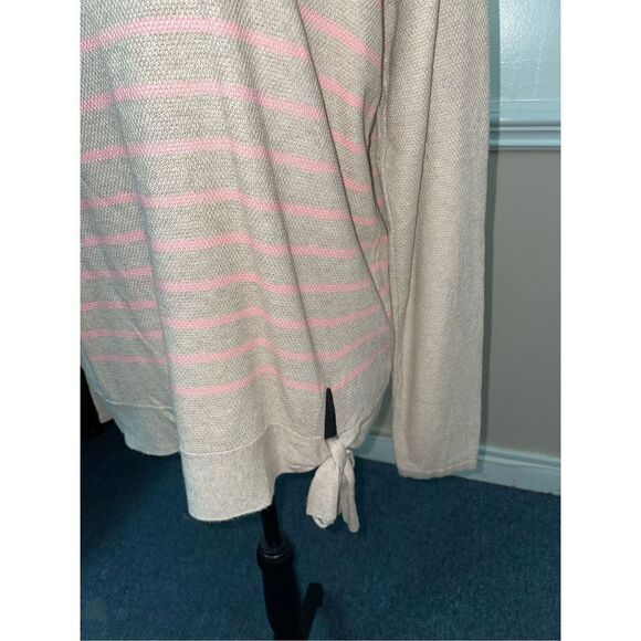 St. John’s Bay Cream and Pink Stripe Sweater - Picture 2 of 4
